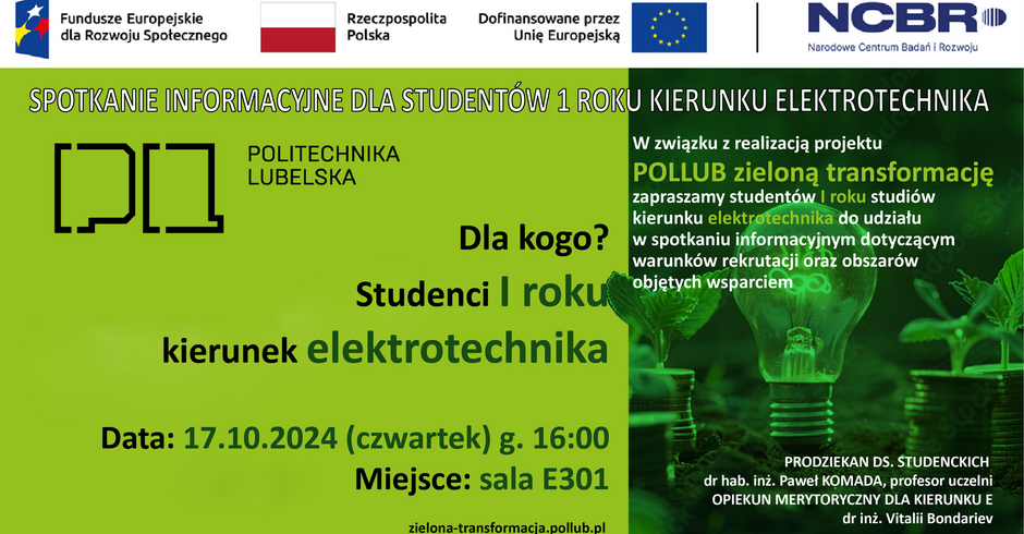 Spotkanie dla studentów ELEKTROTECHNIKI - I rok